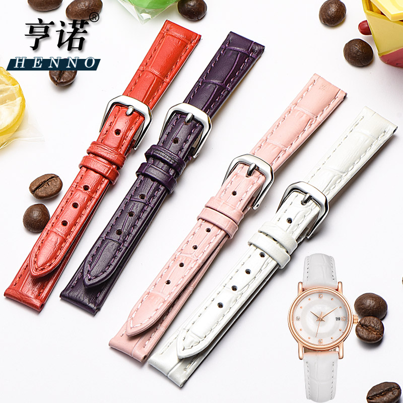 手表带真皮女士小尺寸纤细表带配件 柔软牛皮表带浪琴ck芙丽白令表带