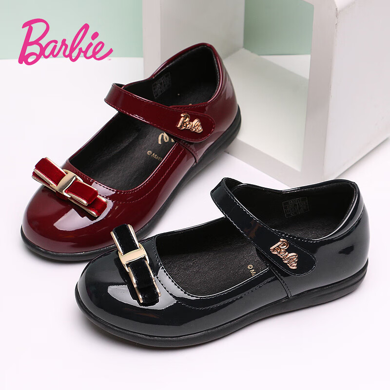 芭比（BARBIE）女童黑皮鞋春秋季儿童单鞋女演出鞋软底公主鞋 DA5806 黑色 30码 使用感如何?