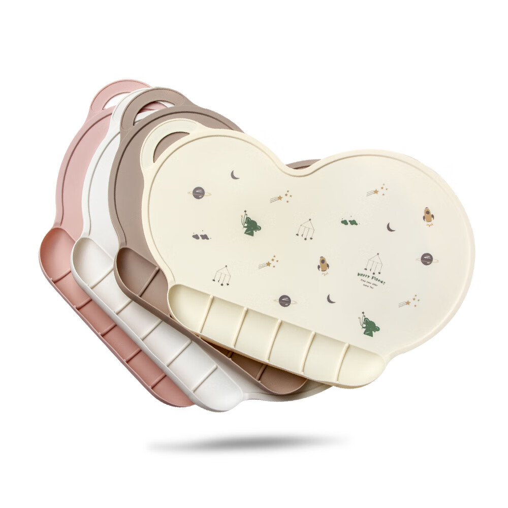 宝宝ins云朵硅胶餐垫学生防水防油午餐桌垫壁挂吸盘儿童隔热杯垫 可爱苹果（方形垫43x30.5cm1个）