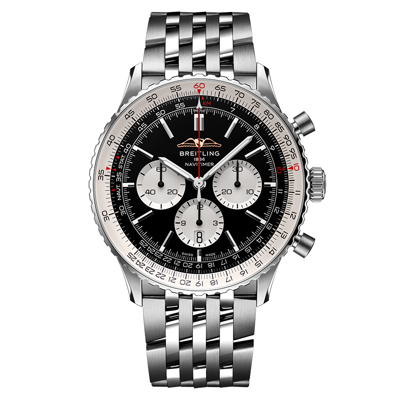 百年靈（BREITLING）航空計時(shí)B01自動(dòng)機械男士手表46瑞士機械表 黑色 -鋼帶-46mm