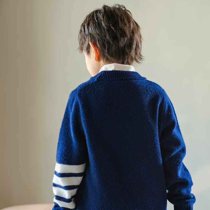 至无稻儿童加厚羊毛衫秋冬半高圆领男童女童宝宝套头毛衣打底针织羊毛衫 原驼色 170 CM