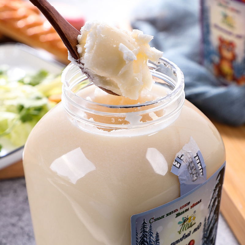 俄罗斯原装进口蜂蜜 冬熊椴树蜜大瓶装结晶雪蜜 椴树蜜500g*1瓶