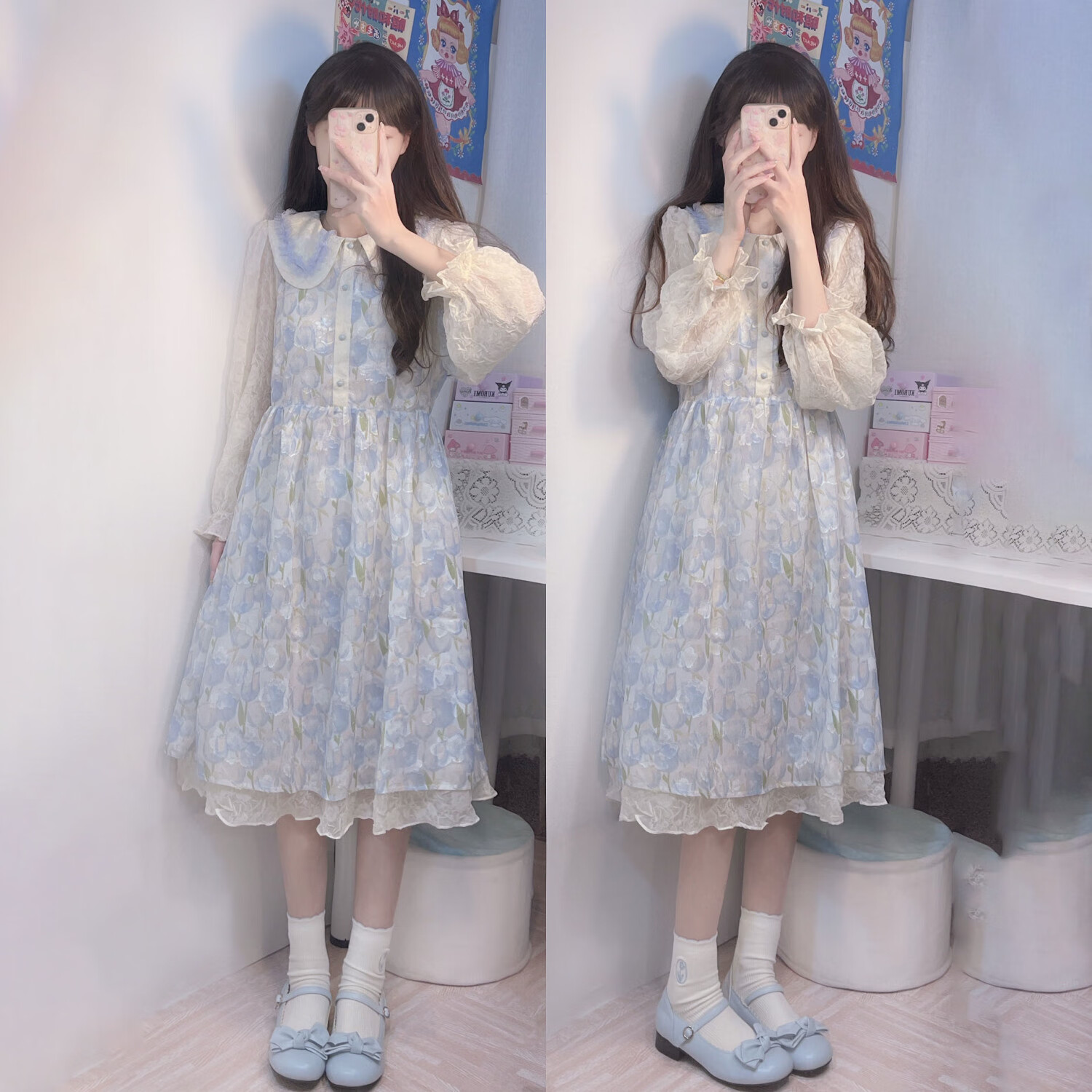 索涉(suoshe)高中生大学生夏天泡泡袖连衣裙日系甜美设计感学院风超仙