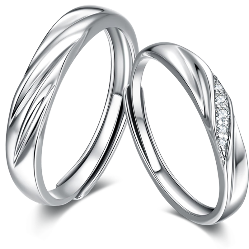 京东京造s925银情侣戒指活口永恒男女对戒