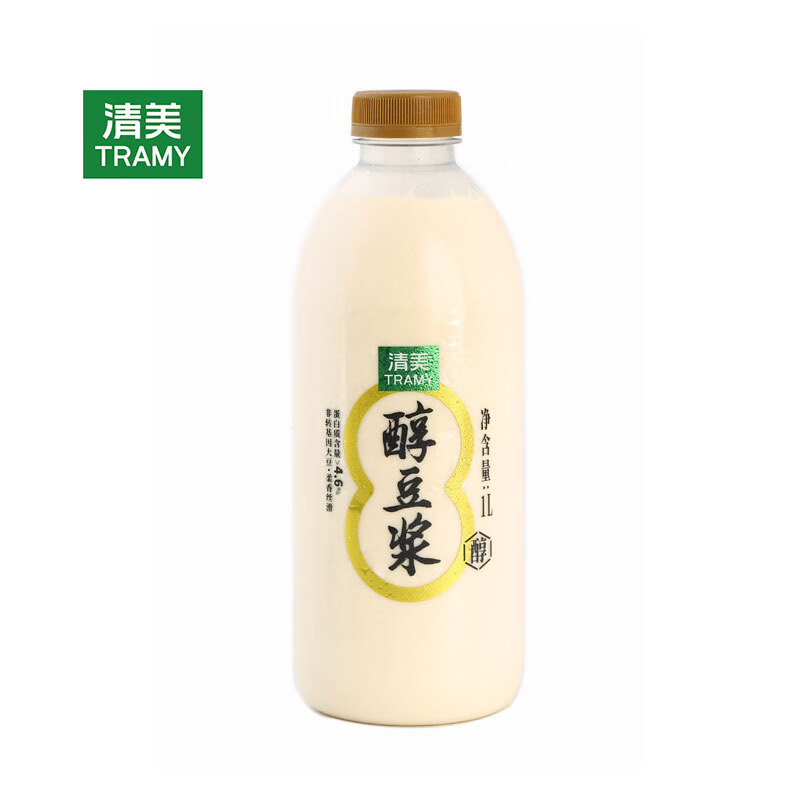 清美醇豆浆家庭装免煮即食瓶装纯早餐营养饮品懒人鲜豆浆原味甜味可选 醇豆浆（家庭装）1L*2瓶