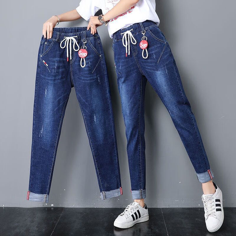 qtxrcz牛仔裤女矮个子九分裤弹力宽松夏9分裤女春秋夏季弹力裤子小