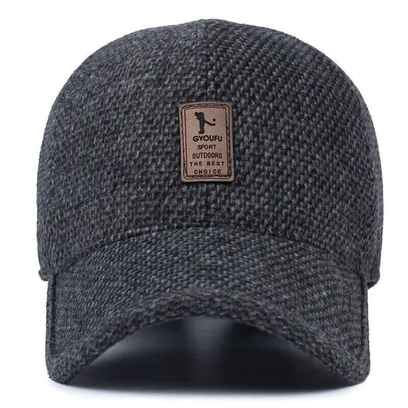 FLUTESONG帽子男女士秋冬季户外保暖护耳帽简约时尚百搭韩版棒球帽 深灰色