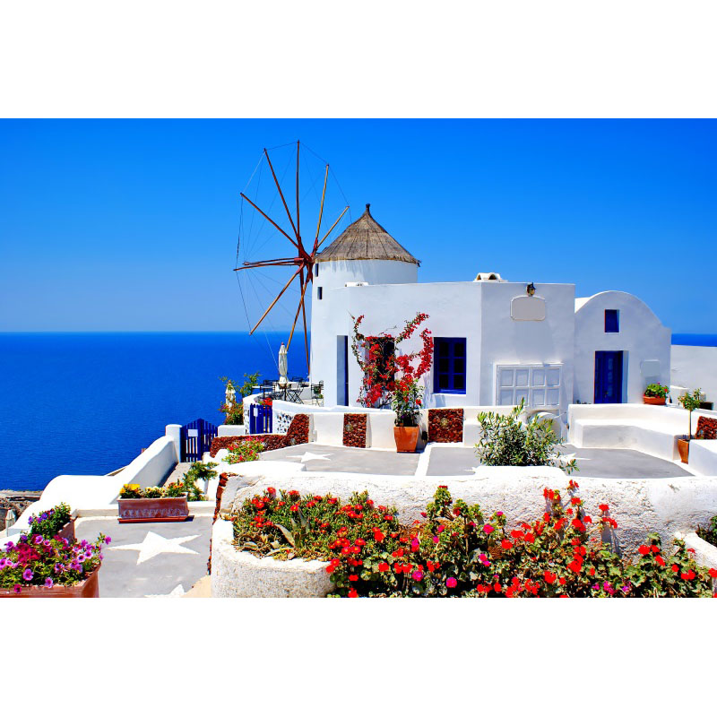 希腊爱琴海风景贴画纸威尼斯大海美景图片爱情海卧室客厅墙贴海报梦