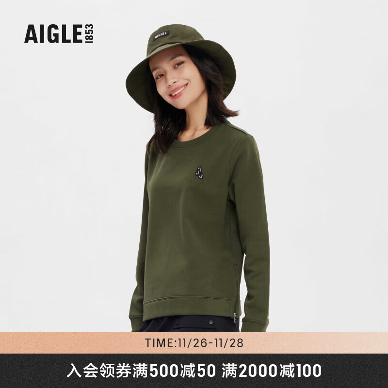 AIGLE艾高AAW22WSWE003女士经典圆领户外套头休闲时尚卫衣 牛油果绿 AA072 40(170/92A)