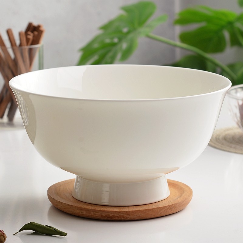 晟普陶瓷高脚碗唐山骨瓷碗家用纯白碗白瓷碗吃饭碗吃面碗白色饭碗餐具