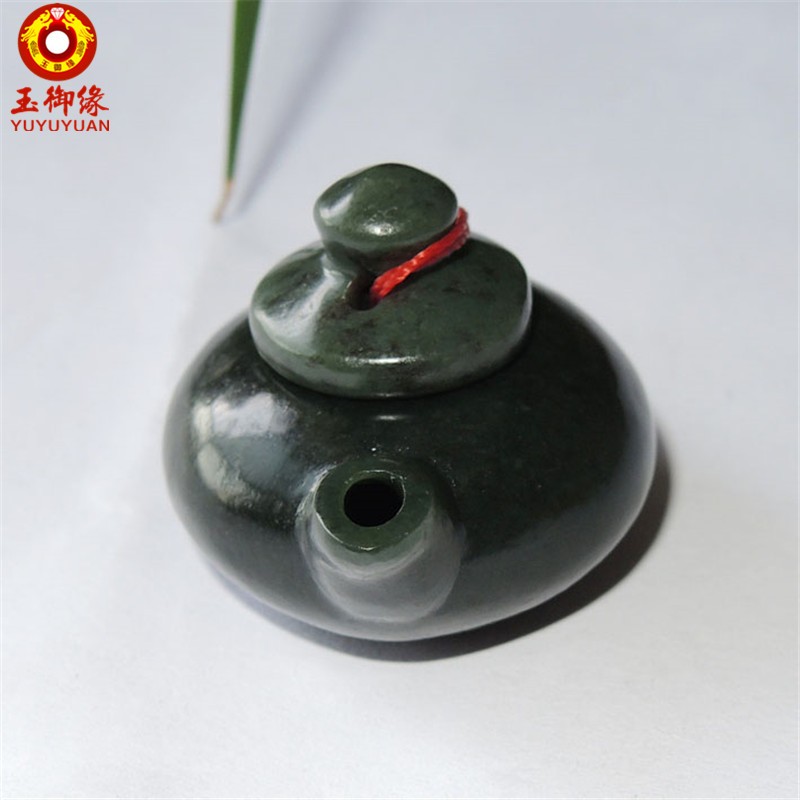 玉御缘    原创和田玉青玉玉石茶壶小摆件百搭送男友长辈礼物