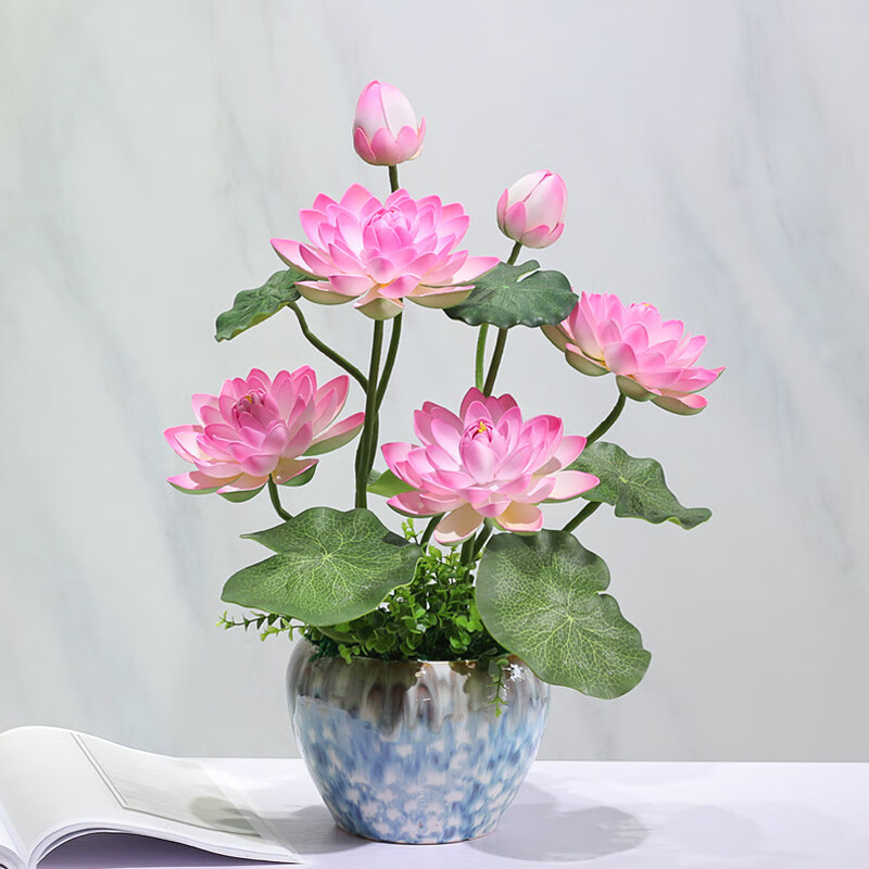 兴屹小胶花荷花 仿真荷花装饰供佛花仿真花莲花客厅摆设佛前供花塑料