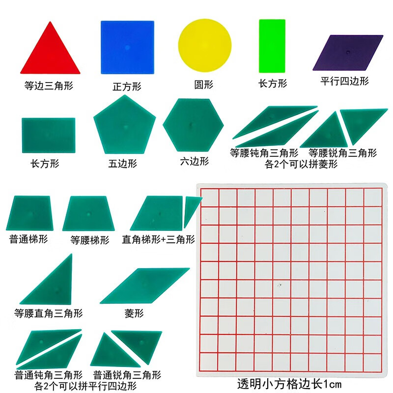 正方形五六边形平行四边形菱形梯形圆形长方形数学透明小方格面积测量