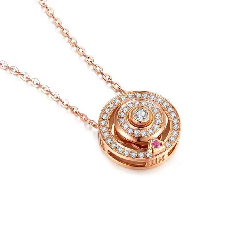 黛诗琳  dsl 新款会转的项链指爱针银925色锁骨链女友七夕礼物 新款指