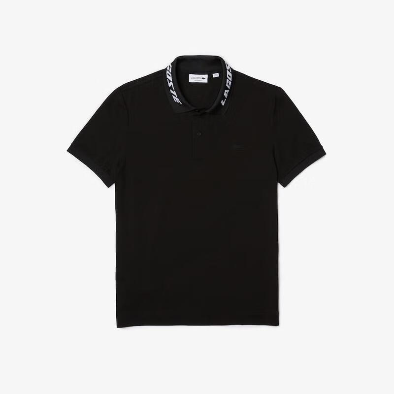 法国鳄鱼lacoste 男士品牌修身弹力珠地布 polo 衫 上衣短袖 black l