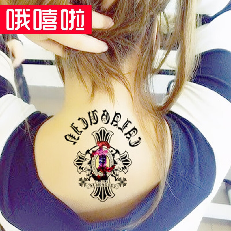 哦嘻啦权志龙十字架g-dragon同款防水纹身贴纸明星同款星空英文刺青贴