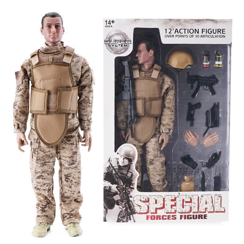 军人士兵特种兵玩具 仿真关节可动手办军事人偶 海豹突击队