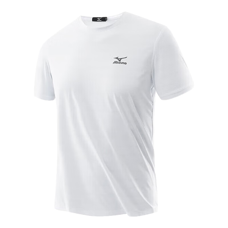 美津浓（MIZUNO）短袖t恤男士凉感冰丝夏季薄款户外青年速干衣 白色【2104】 XL