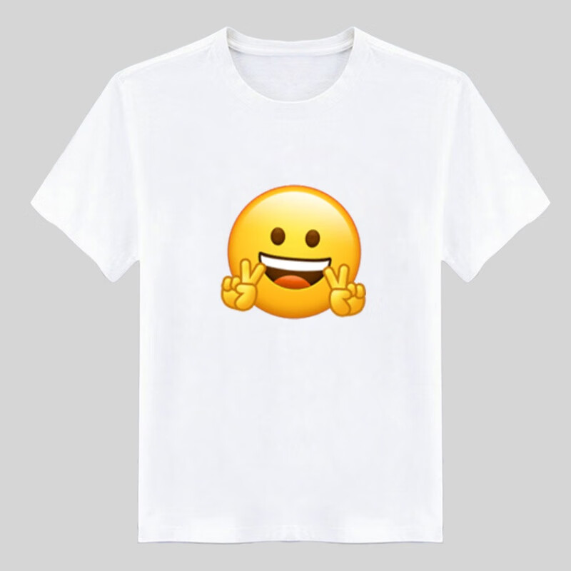 短云2023年可爱表情包t恤创意搞怪短袖男衣服印花学生班服兄弟装 01白
