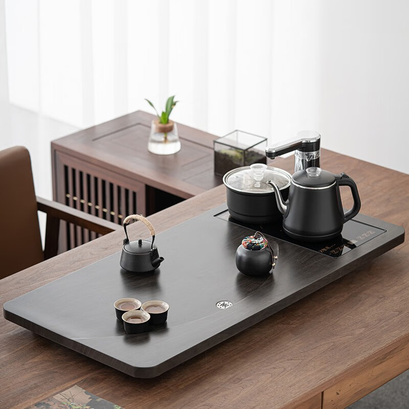 忘艺（WANGYI） 功夫茶具科技木茶盘月牙茶台四合一自动上水办公室客厅家用茶托 单茶盘+电器