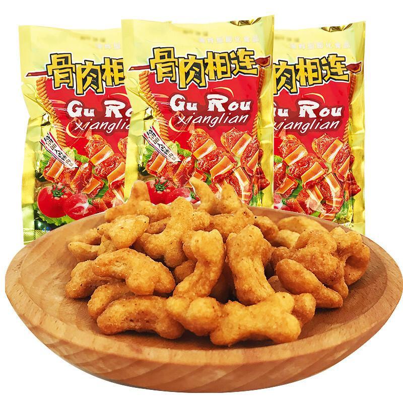 i 骨肉相连辣骨头膨化小时候零食怀旧香辣肉味90后8090童年儿 忆 40包