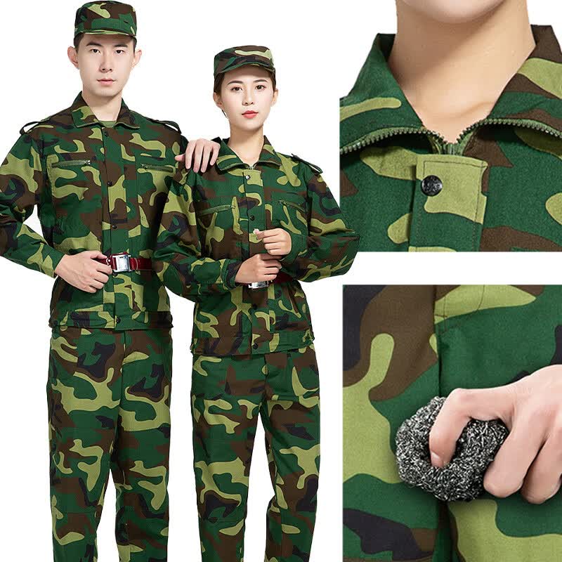 迷彩服套装学校户外拓展军训服耐磨夏令营作训工作劳保服工装 草绿色