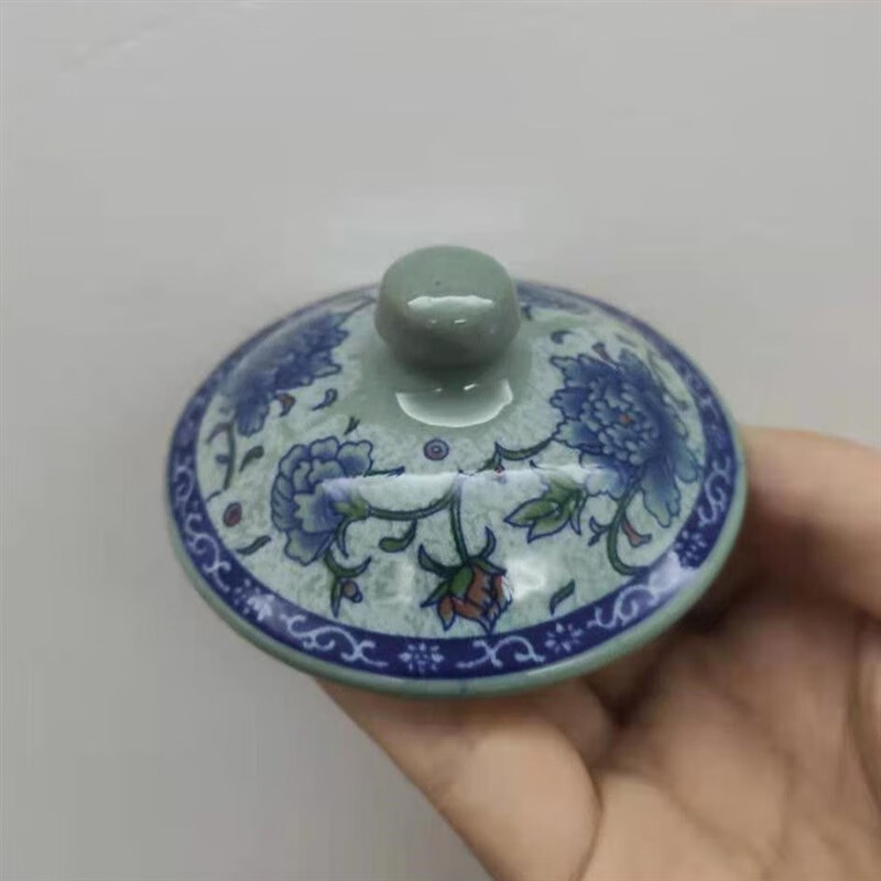 泰禧阁萌依儿青花瓷茶具盖子杯盖盖子水杯马克杯陶瓷小茶杯茶壶盖青古