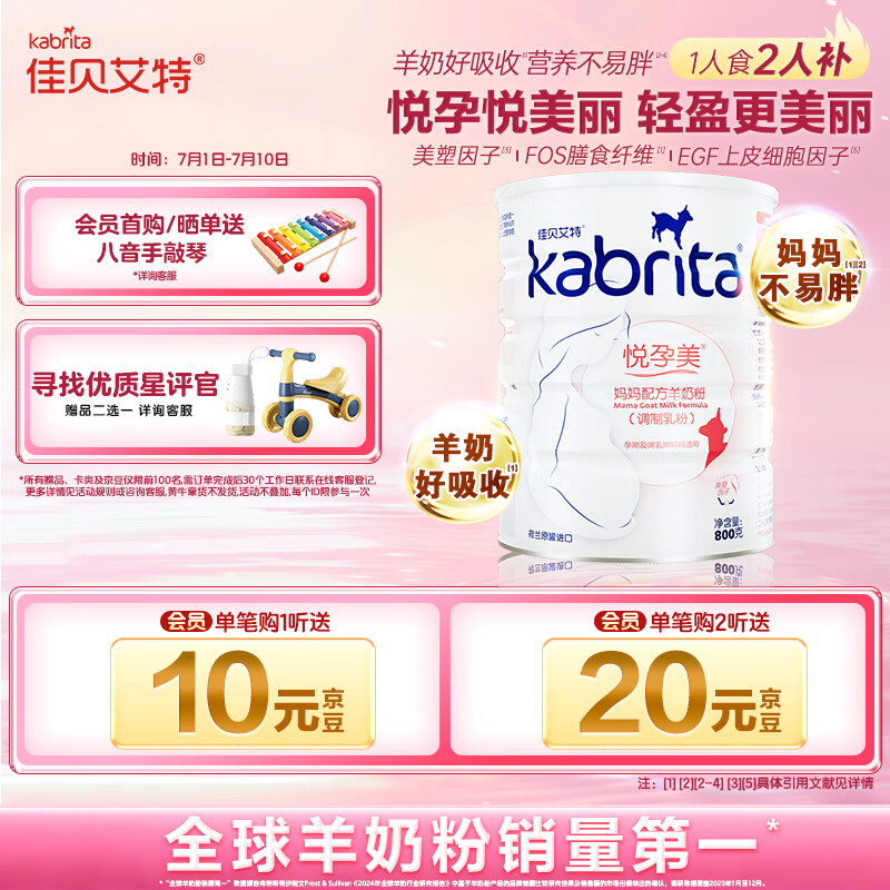 佳贝艾特（Kabrita）孕产妇哺乳期 成人孕妈 妈妈配方羊奶粉 800克 含叶酸