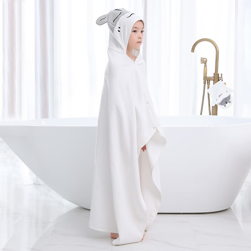 哈乐甜心儿童浴巾斗篷带帽全纯棉吸水速干不掉毛浴袍婴儿洗澡裹巾宝宝包巾抱被男女孩家用大毛巾游泳可穿浴披 仓鼠 90*120cm-建议130身高以下