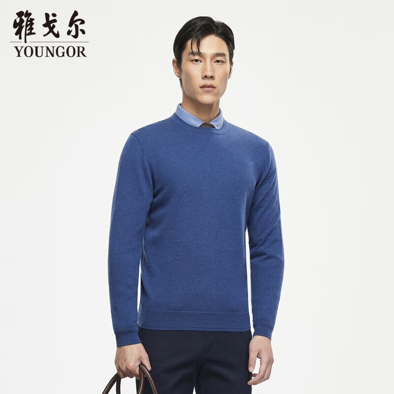 雅戈尔 毛衫男士 2021秋冬季青年男羊毛衫 VYQW639999HYA 蓝色 105cm