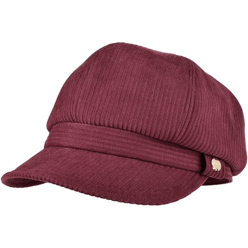 卡蒙（Kenmont）燈芯絨復(fù)古帽女冬季帽子純色鴨舌貝雷帽保暖堆堆帽休閑報(bào)童帽5027 紫紅色 均碼 57.5cm