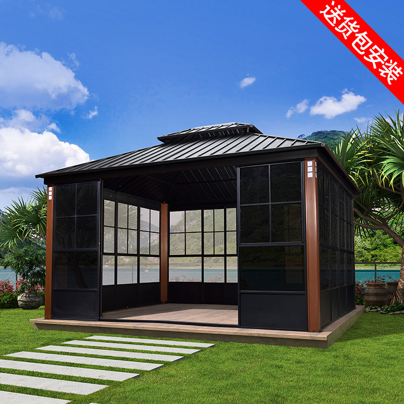 庭院楼顶简易房住人别墅民宿组装房子 双顶阳光房--【送货包安装】
