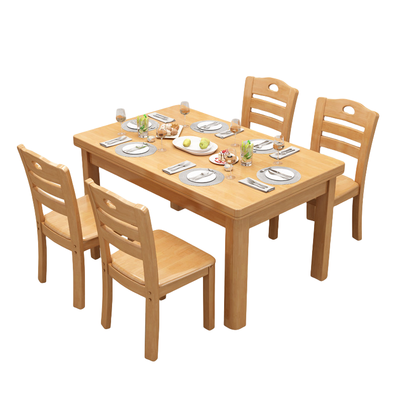 优卡吉 餐桌 现代简约实木餐桌椅组合小户型西餐台饭桌XCZ 1.35米1桌4椅