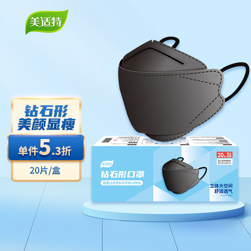 打破口罩选择和价格格局,推荐美适特黑色3D立体透气口罩