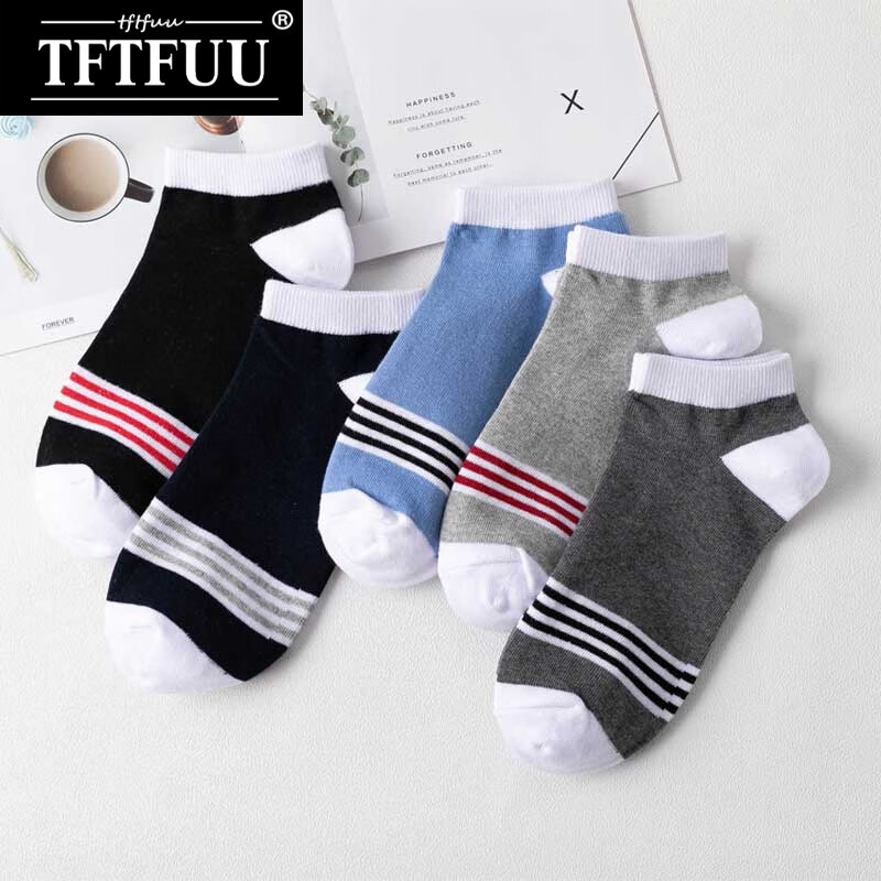 tftfuu新款袜子男潮短袜男士低帮运动浅口船袜男棉袜吸汗10双男袜