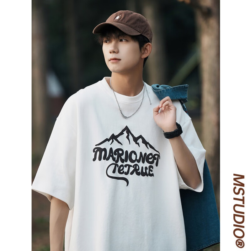 渐影t恤男夏季港风潮流字母印花短袖上衣服青少年学生