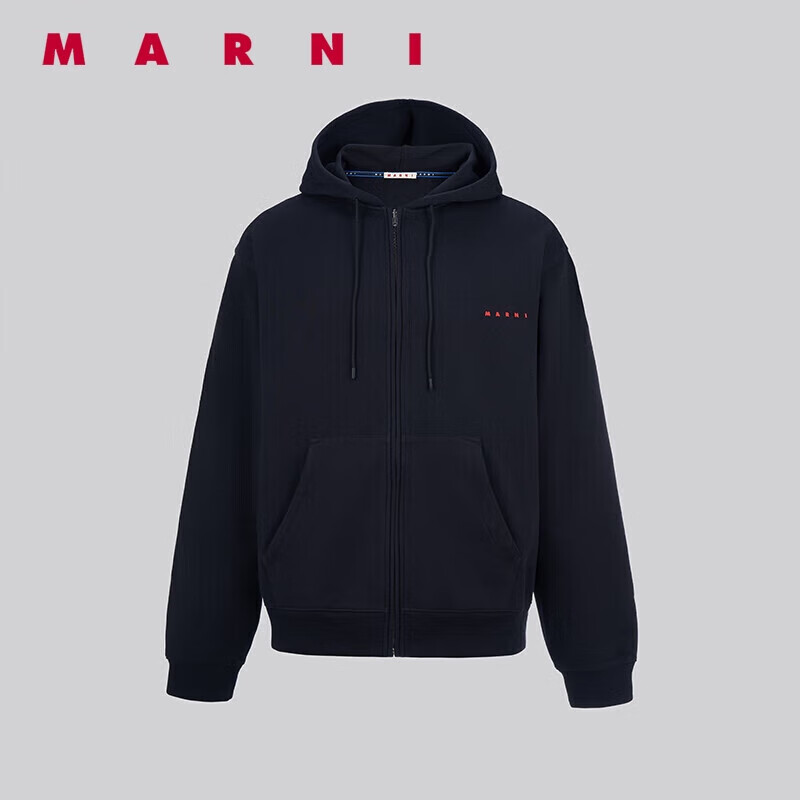 marni 2023春夏  服饰女logo连帽卫衣拉链上衣运动衫黑色