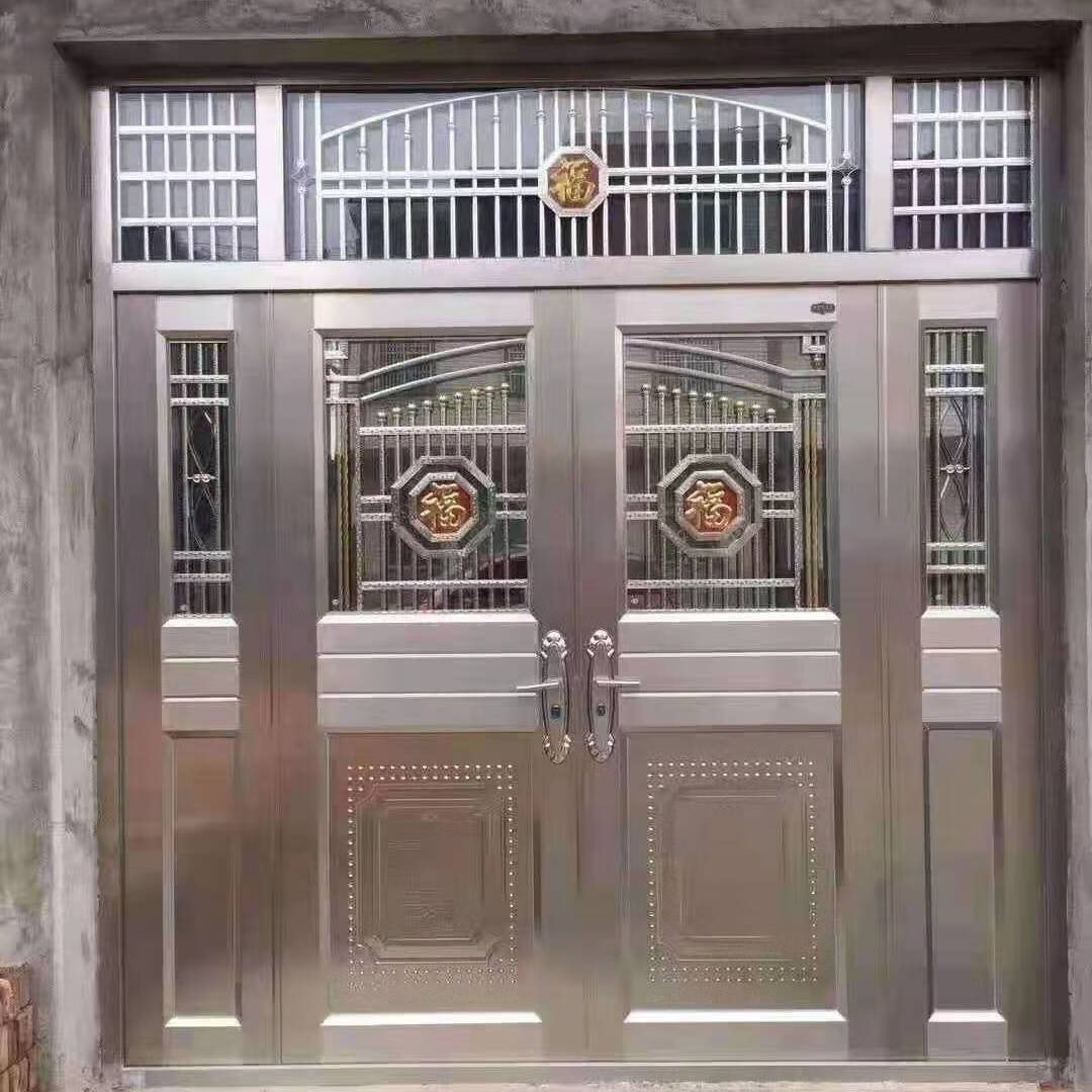 橙央不锈钢子母开玻璃防盗防锈定制进户入户大门四开不锈钢入户门根据