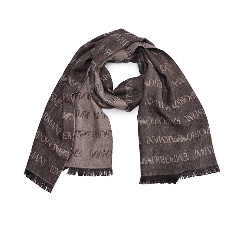 阿玛尼(armani)男士奢侈品围巾秋冬加厚男款保暖羊毛围脖 褐色