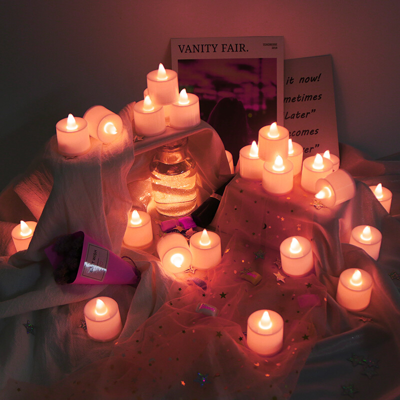 多美忆 LED电子蜡烛灯 表白蜡烛套餐 情人节生日礼物求婚布置 婚房布置 结婚用品 暖白24个装