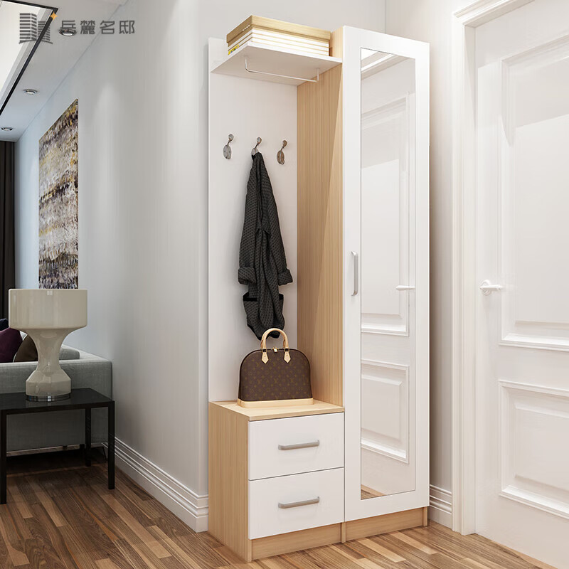 创京懿选高端轻奢门口鞋柜衣架一体挂衣柜加鞋柜鞋柜现代简约门厅柜挂