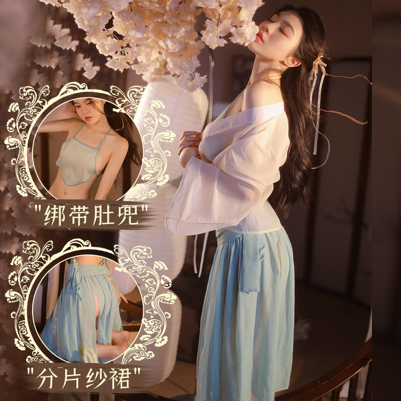 情趣汉服性感古风内衣雪纺透视纯欲sm肚兜诱惑角色扮演丁字裤免脱