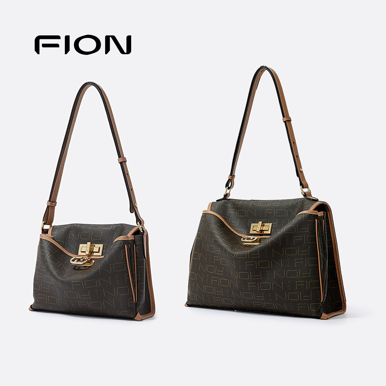 菲安妮（FION）女包包2025新款时尚托特包大容量单肩手提小方包生日礼物 啡/驼（大款）
