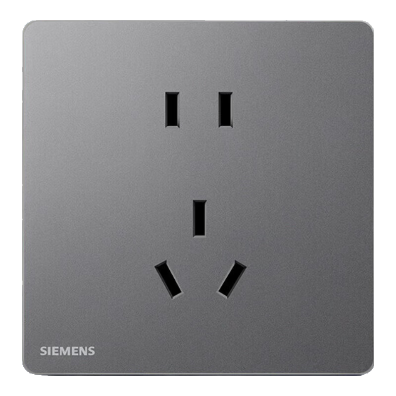 西门子（SIEMENS）纤薄款开关插座面板 五孔强电墙壁86型插座 驭彩系列星夜灰 正五孔插座 二三插