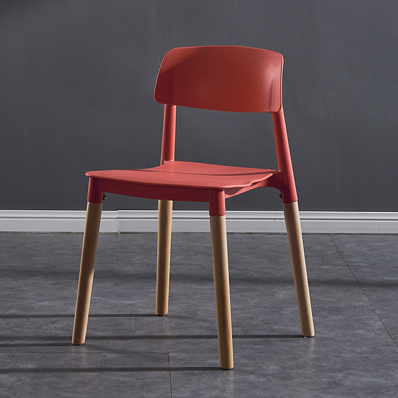 工匠行才子椅现代简约塑料椅休闲椅餐厅餐椅家用舒适靠背椅会议椅子 红色