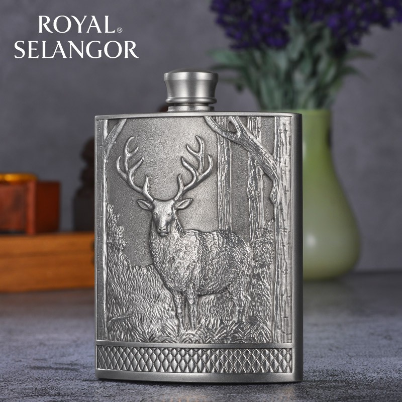 皇家雪兰莪雄鹿随身小酒壶 手工锡制酒壶 工艺礼品礼物 雄鹿随身小酒壶