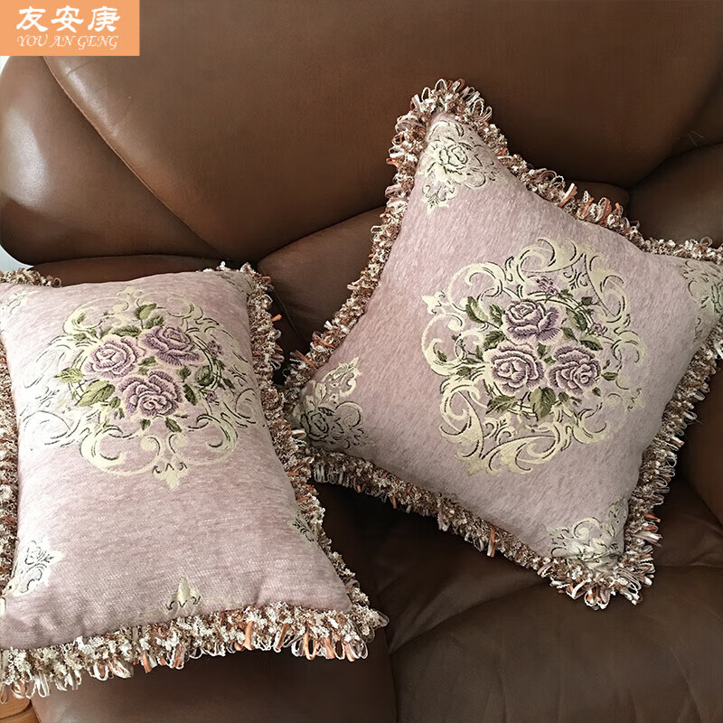輕奢風(fēng)抱枕靠墊沙發(fā)抱枕靠墊客廳歐式奢華大靠背家用腰枕套提花枕頭床頭靠枕定制 新款紫色 30X50cm含芯