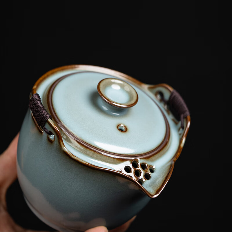 言洲西园堂 铁胎汝窑手抓壶防烫陶瓷茶壶单壶大容量功夫茶具泡茶壶 手抓壶（铁胎汝窑）