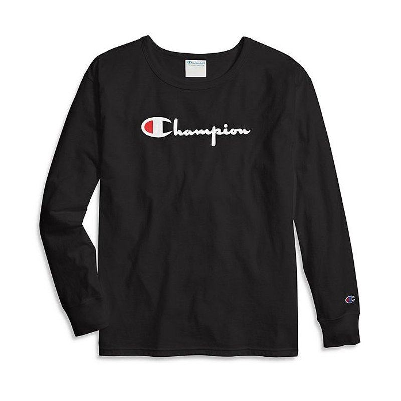 冠军champion纯色经典印花logo圆领长袖t恤女打底上衣潮 【现货】