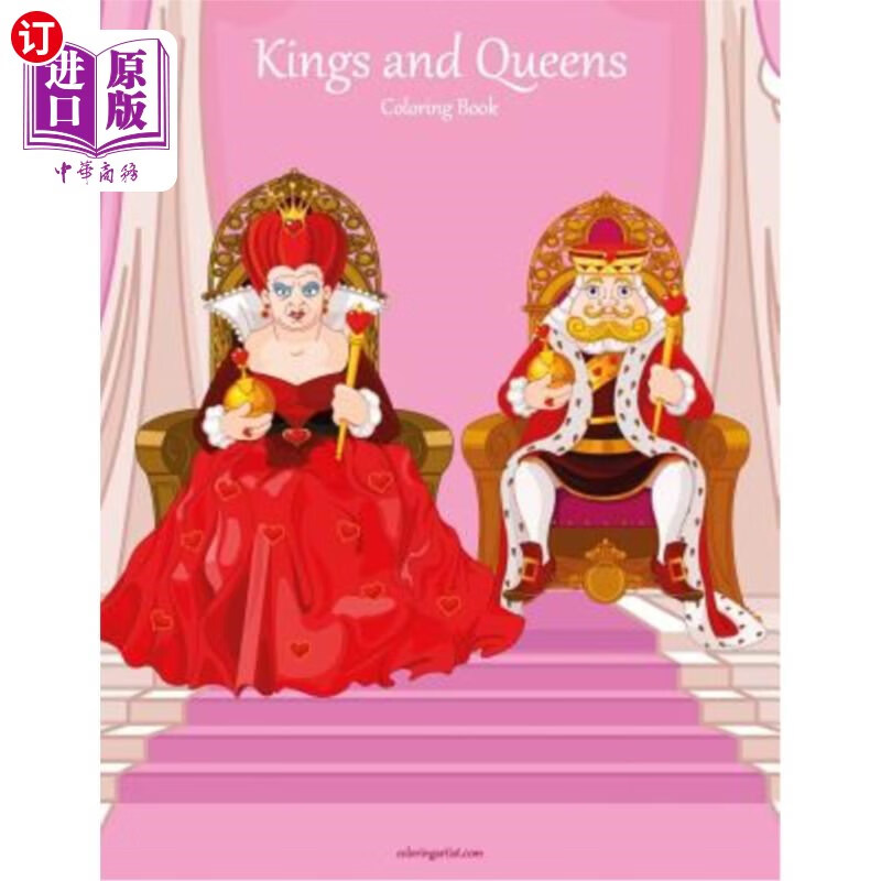 海外直订kings and queens coloring book 1 国王和王后填色书
